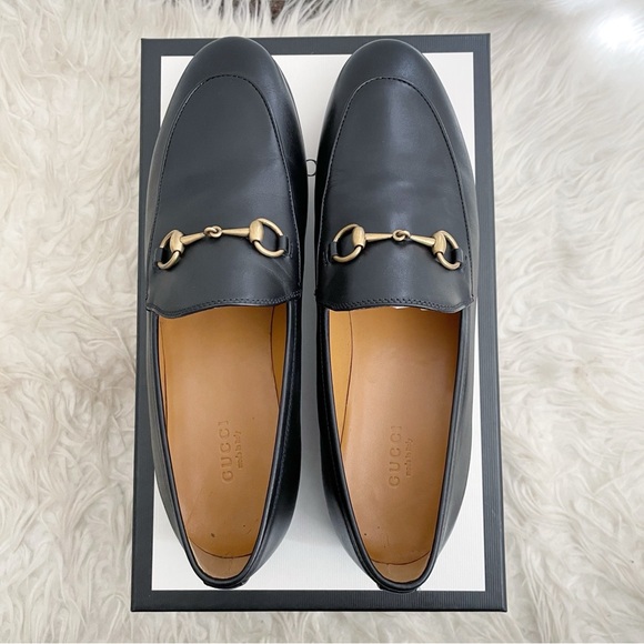Gucci Jordaan Horsebit Leather Loafer Black Gold size 39.5 - Picture 9 of 9